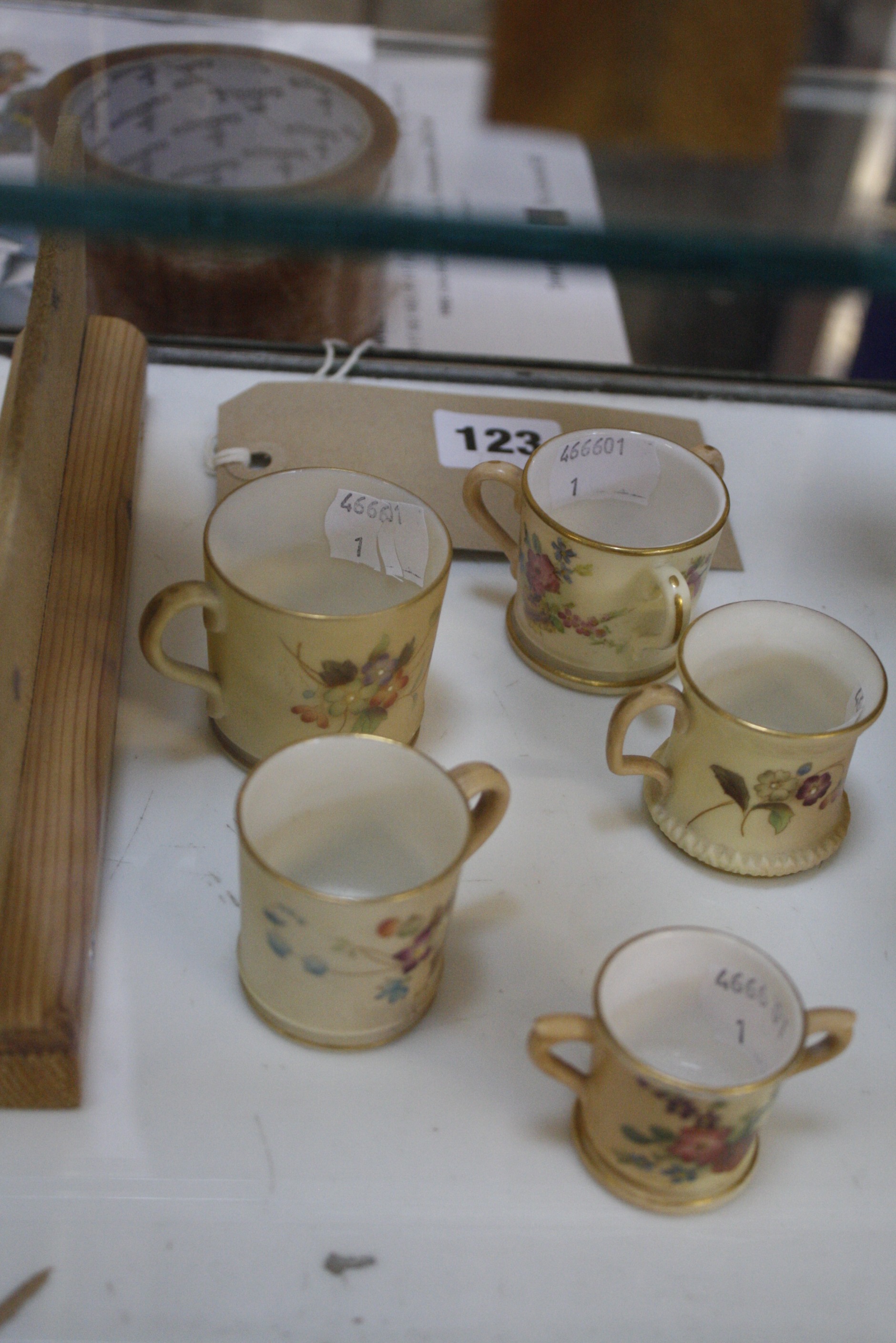 Five Royal Worcester blush ivory miniatures (5).