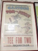 Mid 20th Century Tom and Jerry film poster, 'Tee for Two', 98cm x 62cm approx.