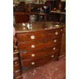 A 19th Century mahogany bowfront chest with two short and three long drawers 103cm wide