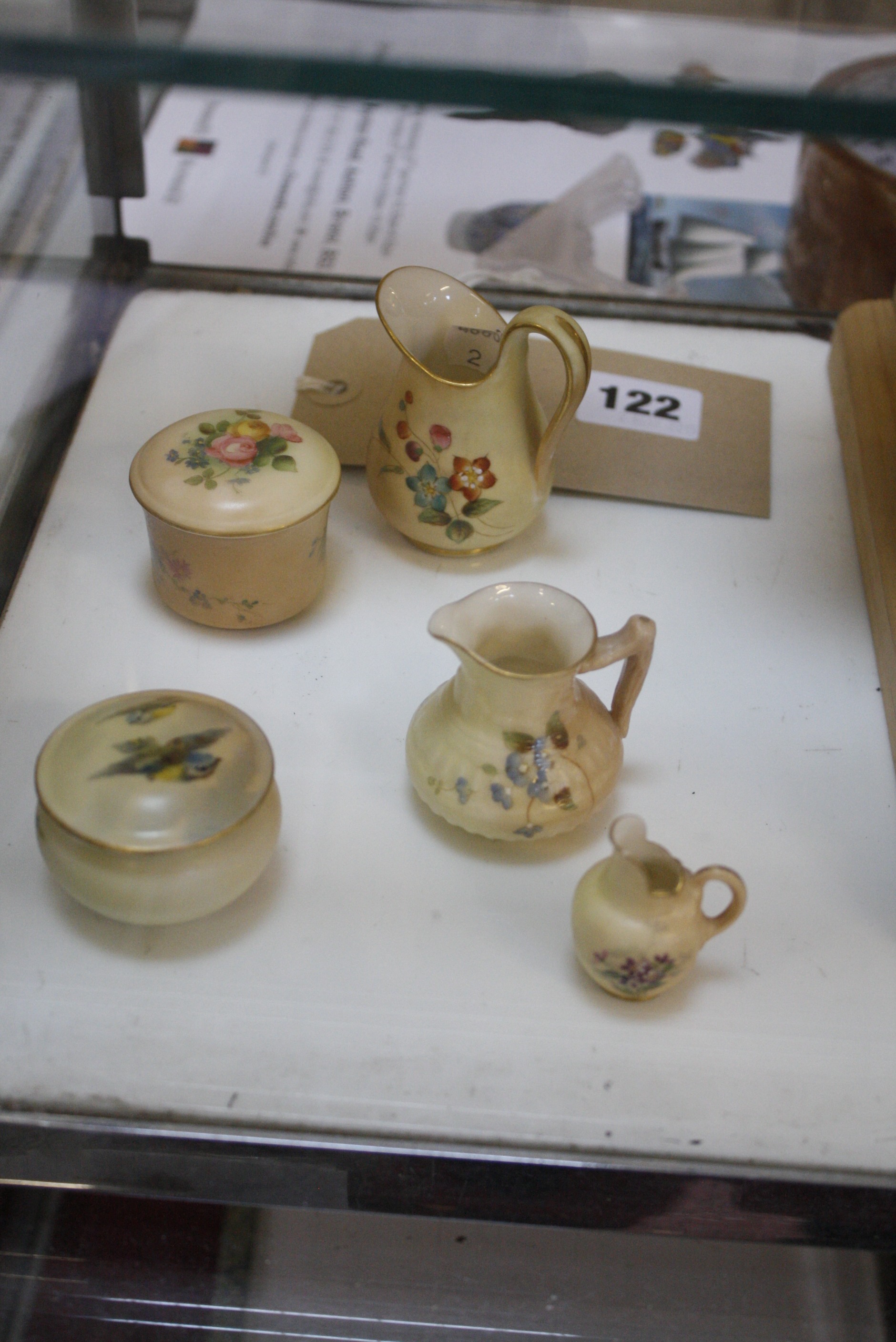 Five Royal Worcester blush ivory miniatures (5).