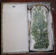 A 20th Century jade carving, foliate and bird decorated, in box, 33.5cm high