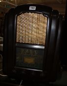 A Ferranti brown Bakelite Valve Radio, circa 1945, with gilt metal front grille and four Bakelite