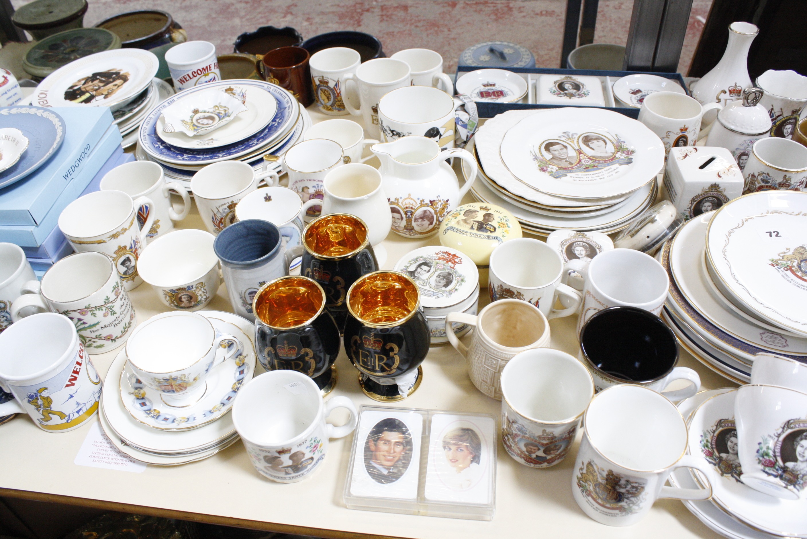 A collection of mid/late 20th Century Royal commemorative ware, to include mugs, plates, trinket