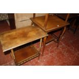 An Edwardian lamp table, a small chest and two tier Edwardian table