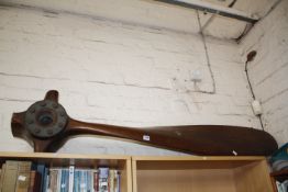 Part of a WWI aeroplane propeller, marked 140 HP 12CYL RAF 4A