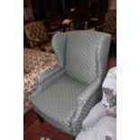 A 19th Century and later upholstered wing armchair