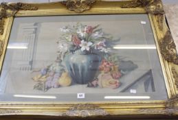 M. Popwitz (?) (20th Century) Still life of flowers in a vase Watercolour Signed lower right and