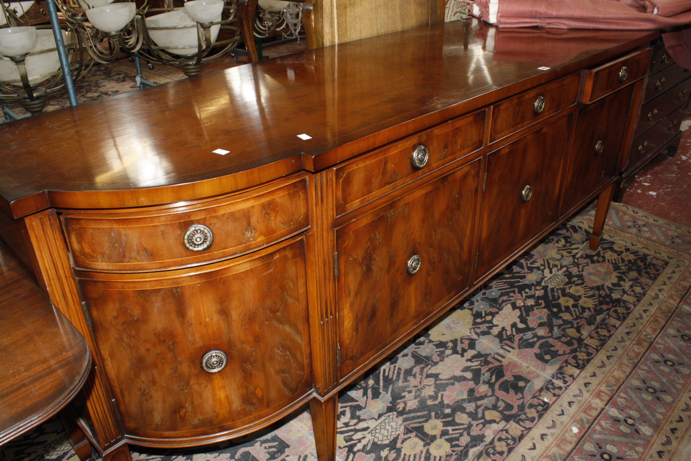 A mixed lot to include a Regency style mahogany table yewwood sideboard, chest of drawers, oak - Image 4 of 5