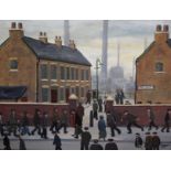 P. J. Norman (b. 1960)  Industrial town, street scene 'Chip Lane' Oil on canvas Signed lower