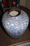 A Japanese blue and white vase 67cm high