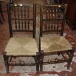 A set of six 19th Century and later spindle back chairs