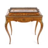 A 19th century French jardiniere stand, kingwood with floral inlay,brass gallery with detachable top