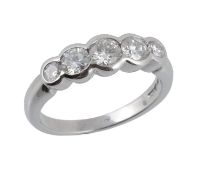 A diamond five stone ring, set with five graduated brilliant cut diamonds  A diamond five stone