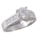 A single stone diamond ring , the brilliant cut diamond claw set above...  A single stone diamond