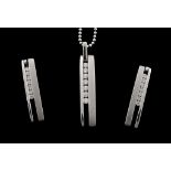 Diamond bar pendant and earrings, the brilliant cut diamonds to a channel...  Diamond bar pendant