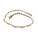 A diamond line bracelet, the pairs of brilliant cut diamonds in millegrained...  A diamond line