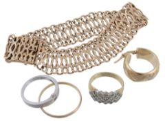 A Swedish fancy link bracelet, the pierced shaped interlinking panels to a...  A Swedish fancy