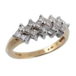 A diamond dress ring, set with sixteen princess cut diamonds to a stepped...  A diamond dress ring,