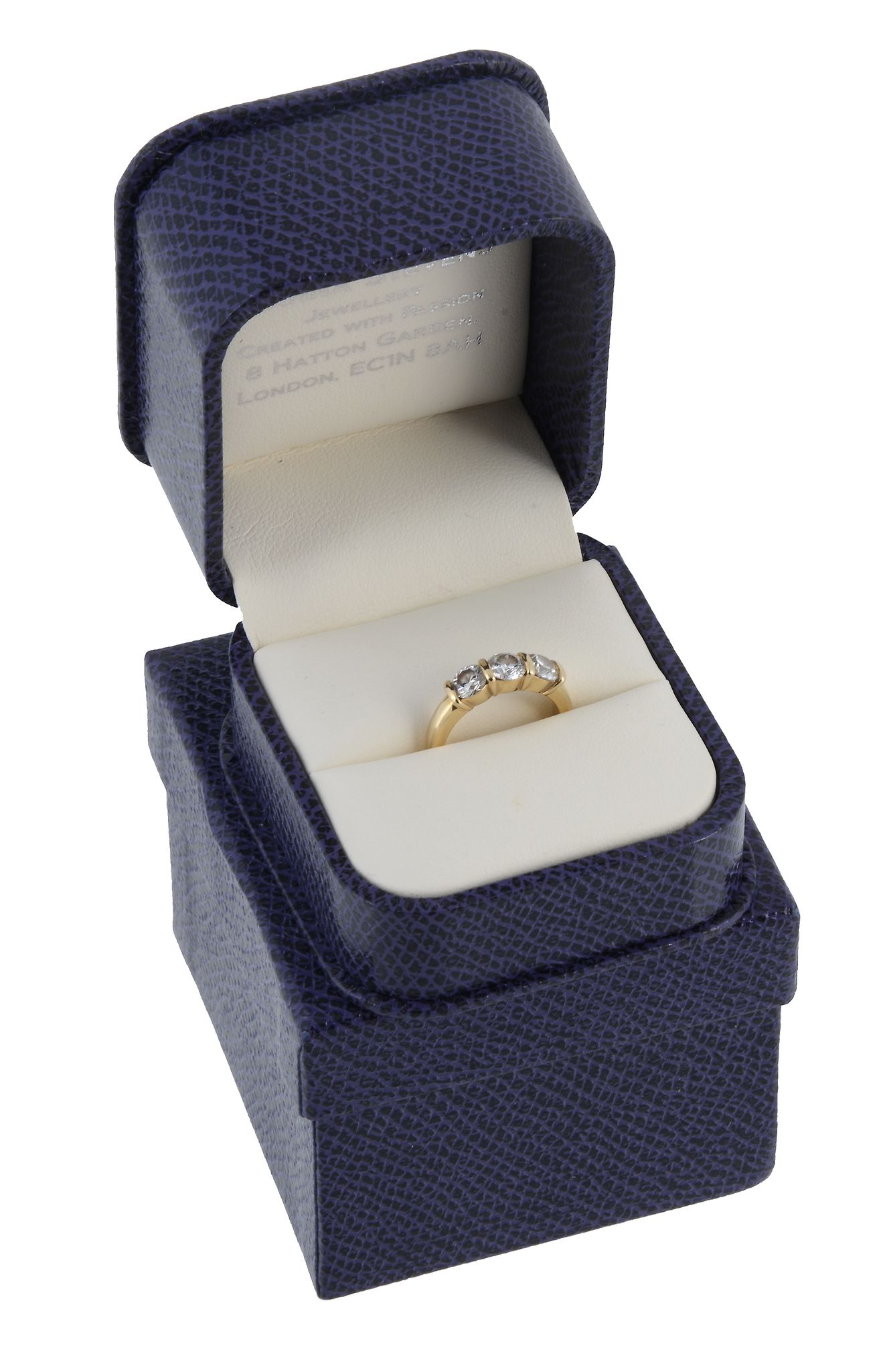 An 18 carat gold diamond three stone ring  An 18 carat gold diamond three stone ring,   set with - Image 2 of 2