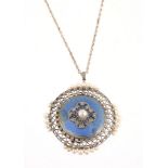 A diamond pearl and enamel Belle Epoque pendant, circa 1910  A diamond pearl and enamel Belle Epoque