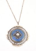 A diamond pearl and enamel Belle Epoque pendant, circa 1910  A diamond pearl and enamel Belle Epoque