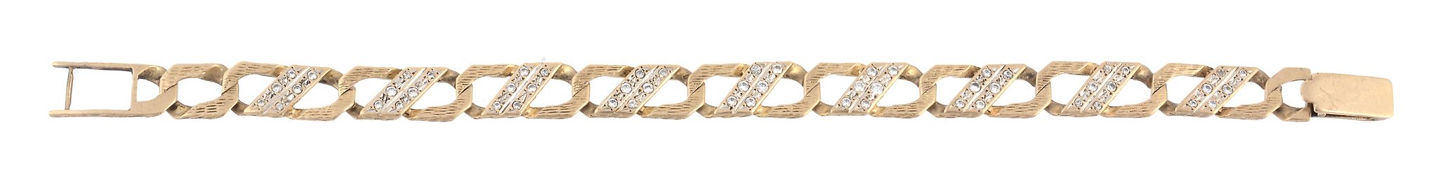 A diamond set bracelet, the textured fancy links with eight cut diamond accents  A diamond set