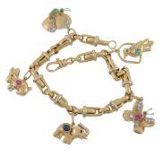An Italian gem set charm bracelet by Sabbadini  An Italian gem set charm bracelet by Sabbadini,