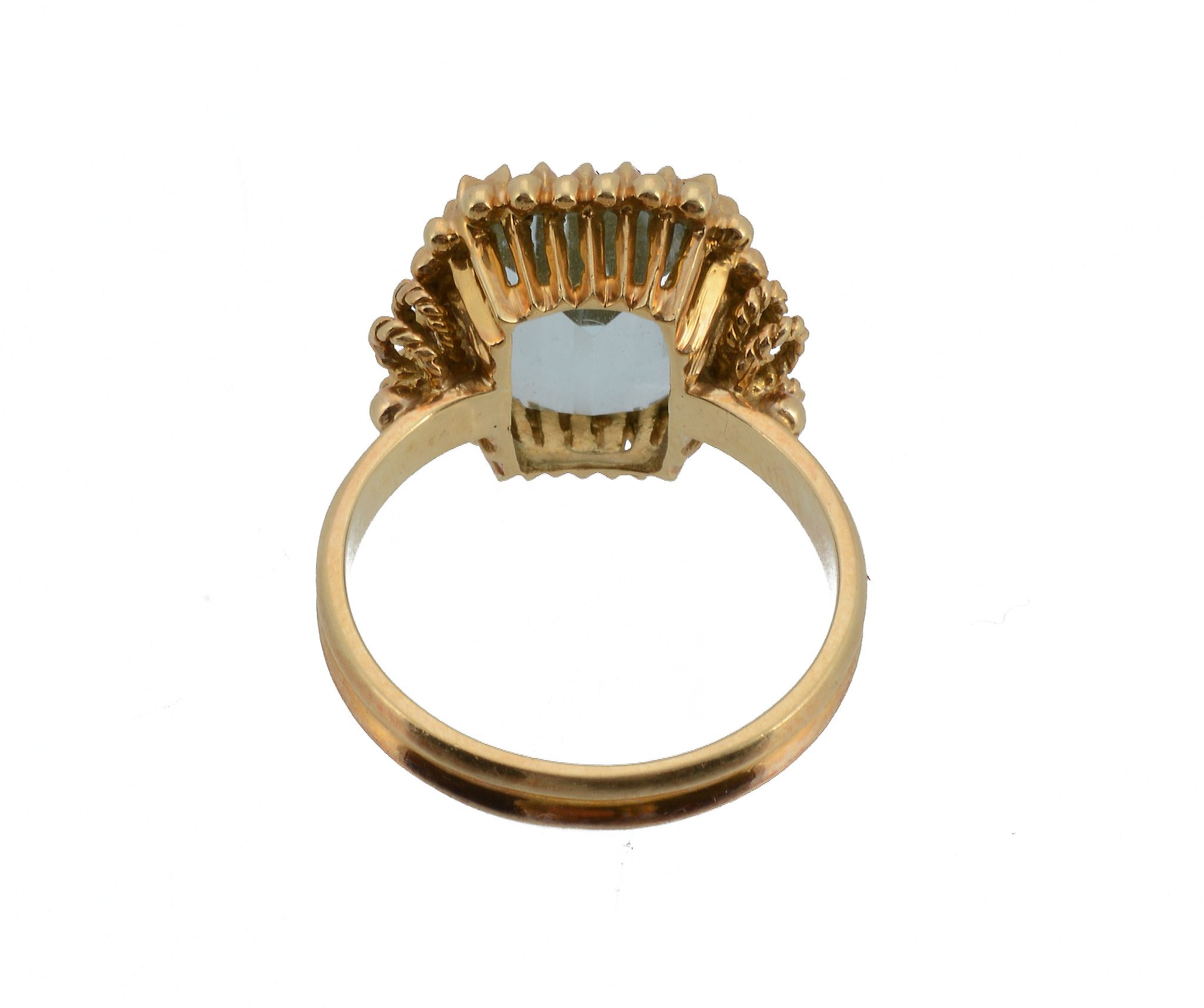 An aquamarine ring, the rectangular shaped aquamarine claw set within a...  An aquamarine ring, - Image 2 of 2