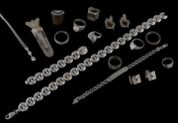 A selection of silver jewellery, including  A selection of silver jewellery,   including: a silver