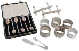 A collection of silver items, to include: a pair of late Victorian silver...  A collection of silver