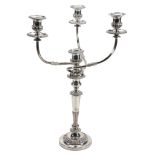An old Sheffield plated four light candelabra by Matthew Boulton & Co  An old Sheffield plated