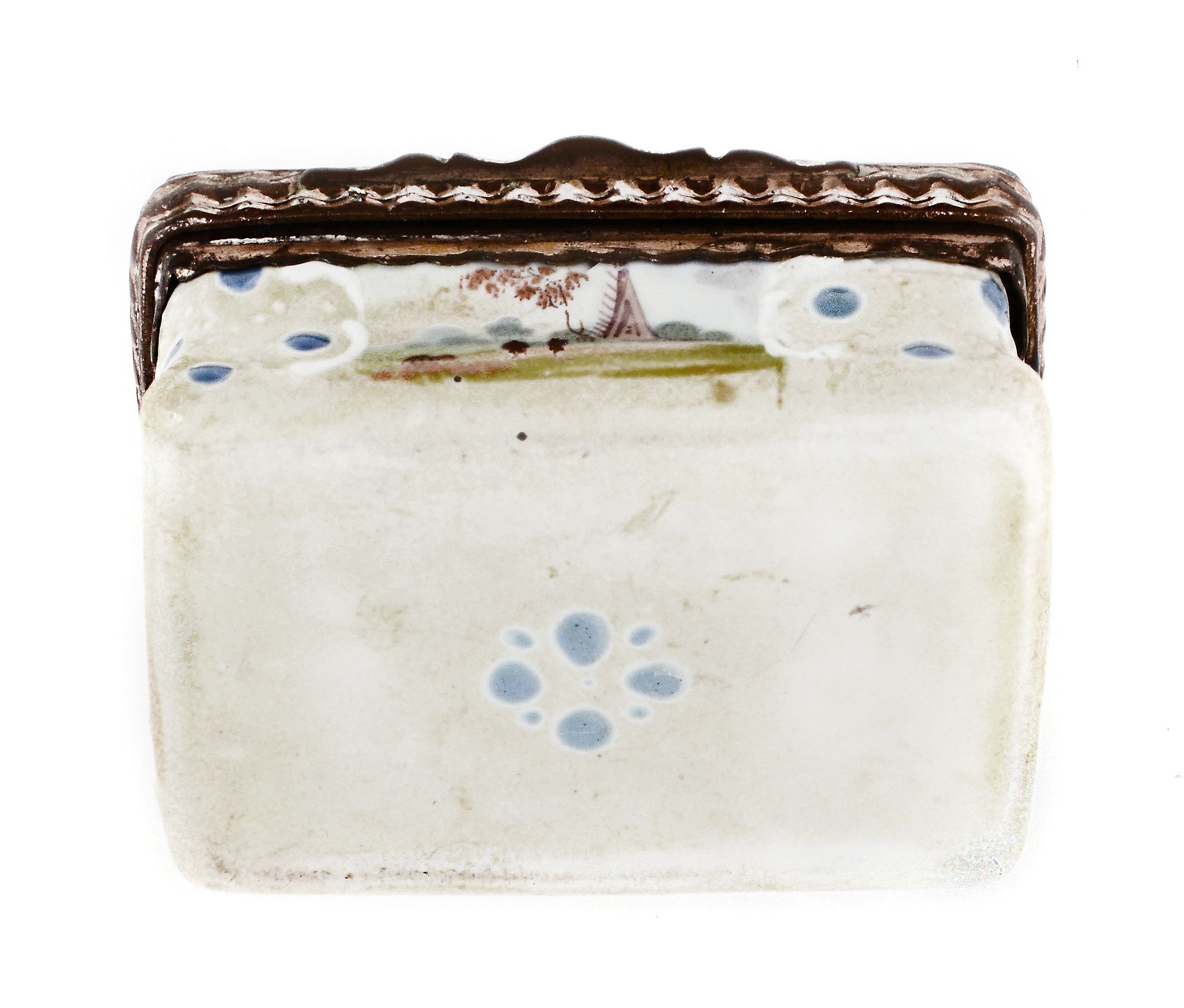 A south Staffordshire enamel rectangular double-lidded snuff box, circa 1760-65  A south - Image 3 of 3