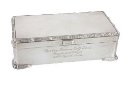 A silver rectangular cigarette box by Adie Brothers Ltd  A silver rectangular cigarette box by