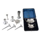 A collection of silver items, to include: a cased late Victorian oblong...  A collection of silver