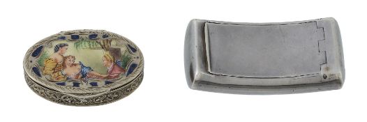 A George III silver curved rectangular plain snuff box by John Shaw  A George III silver curved
