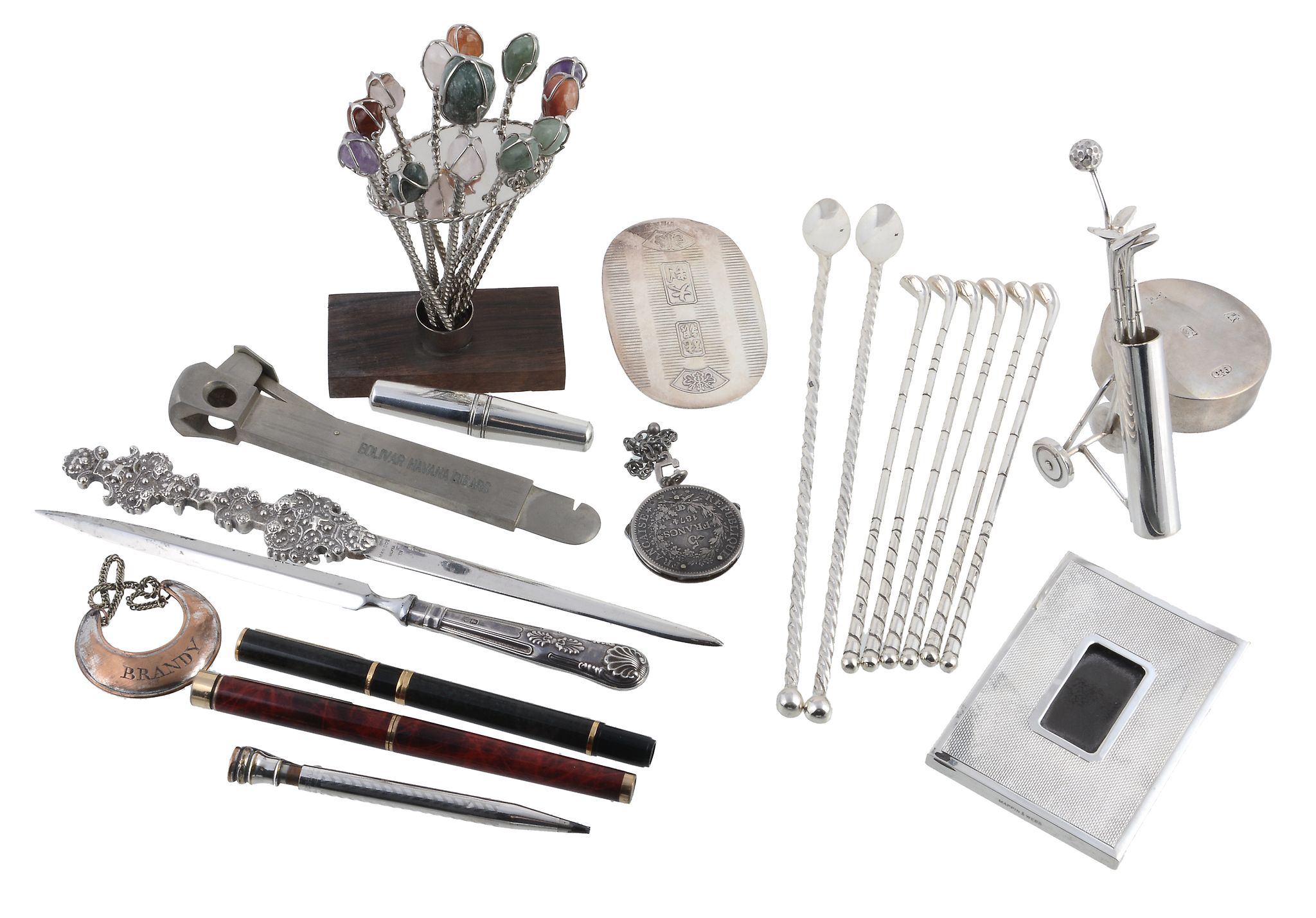 A collection of silver, silver coloured and white alloy items, including  A collection of silver,