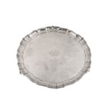 A silver shaped circular salver by Atkin Bros, Sheffield 1931, engraved W&KP  A silver shaped