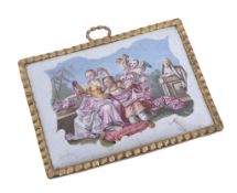 A Birmingham enamel rectangular plaque, circa 1760-65  A Birmingham enamel rectangular plaque,