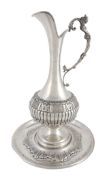 An Italian silver coloured baluster ewer on stand by Gianni Pietrasanta & C  An Italian silver
