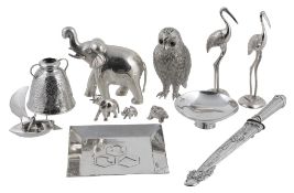 A collection of foreign silver coloured items, including  A collection of foreign silver coloured
