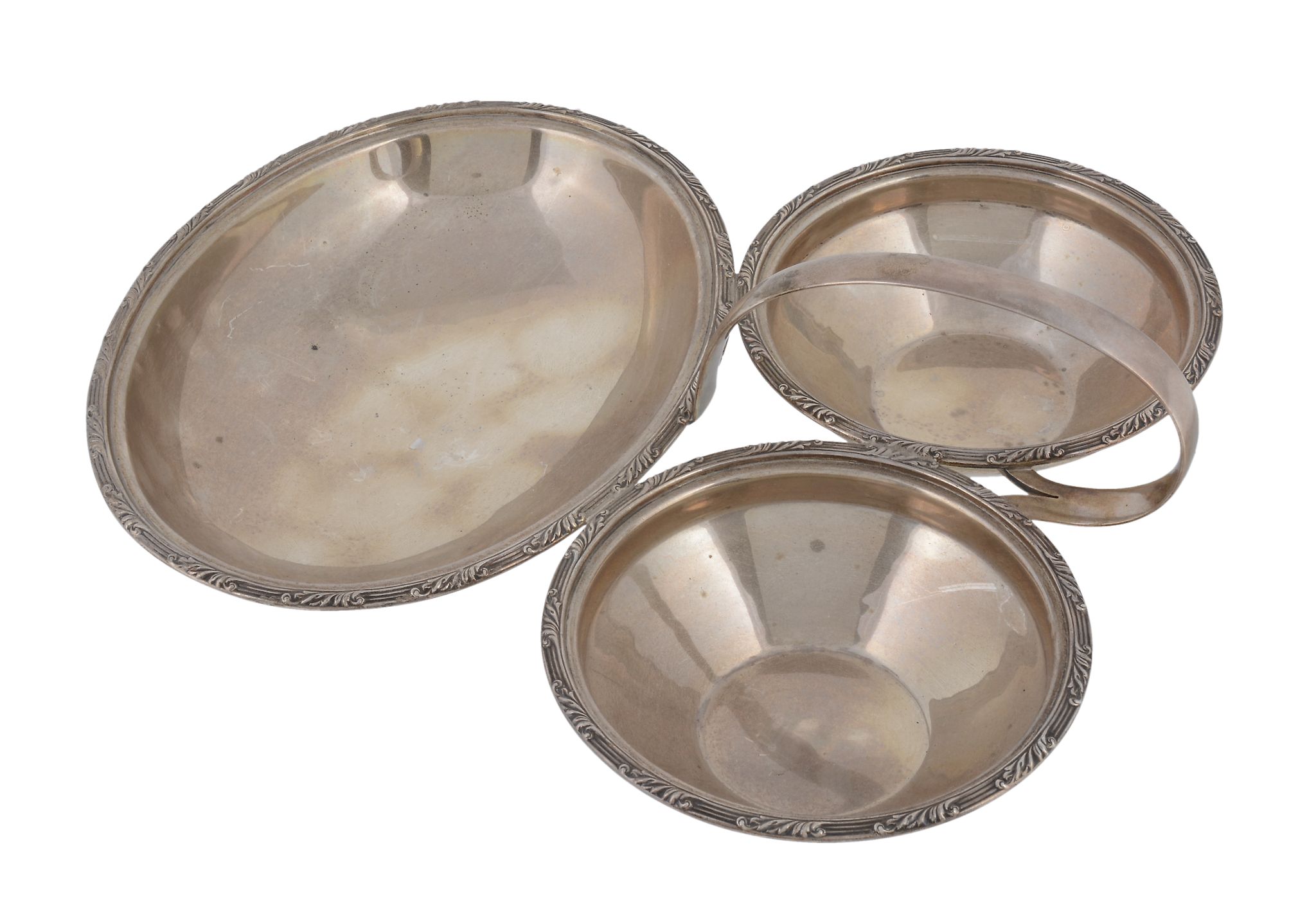 An Edwardian silver three section hors d'oeuvres dish by Hukin & Heath  An Edwardian silver three