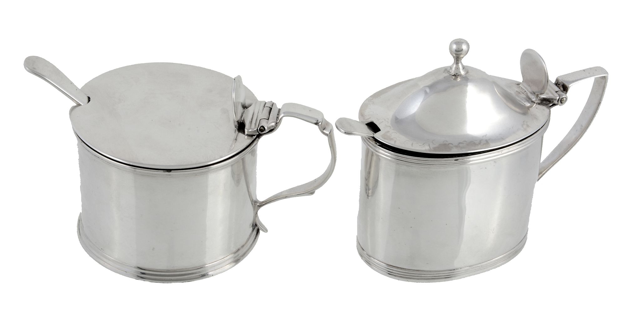 A George IV silver drum mustard pot by Charles Thomas Fox, London 1829  A George IV silver drum