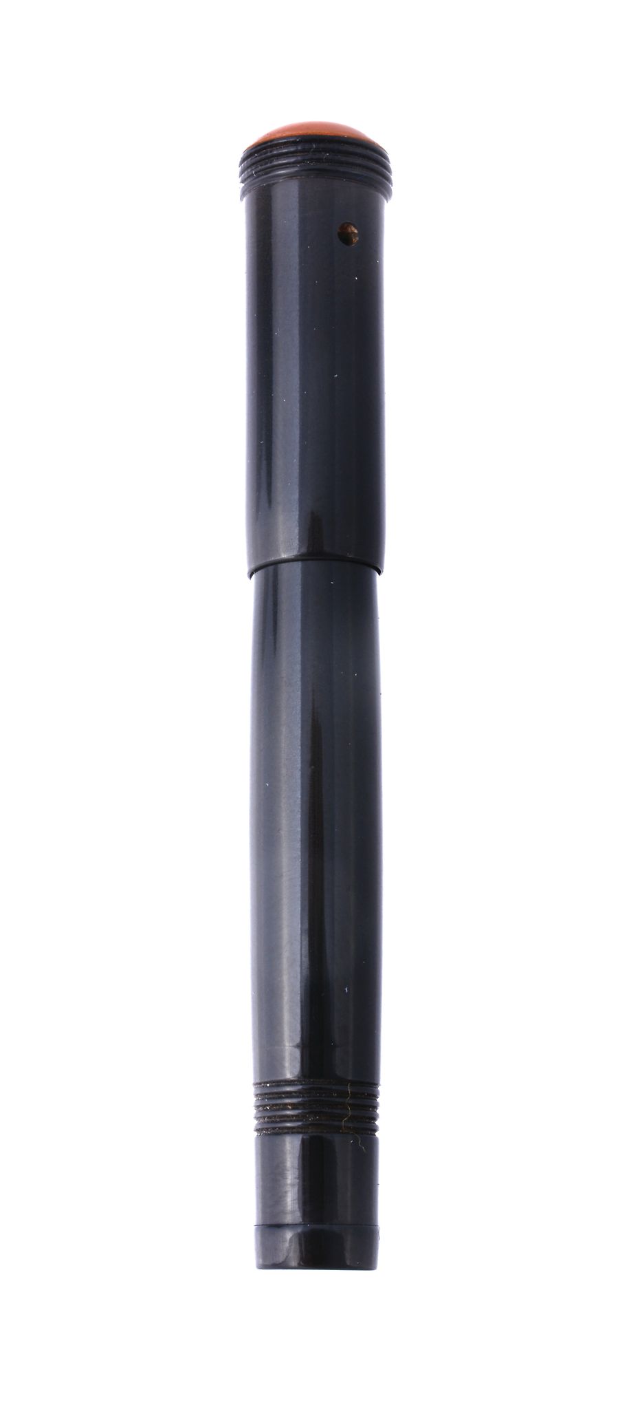 Elmo, a black hard rubber safety pen, the black hard rubber cap and barrel  Elmo, a black hard