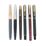 A collection of pens, including: Parker, 61, a grey fountain pen  A collection of pens,   including: