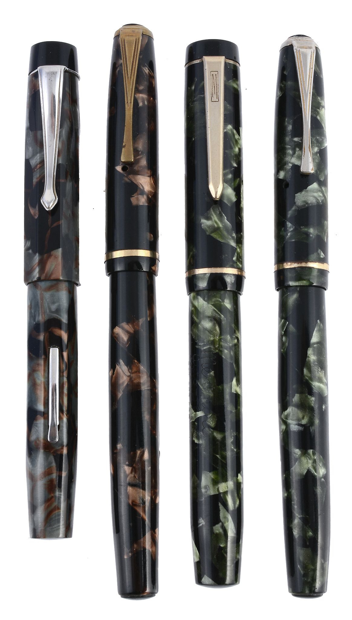 Mentmore, Auto Flow, a green marbled resin fountain pen  Mentmore, Auto Flow, a green marbled