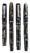 Mentmore, Auto Flow, a green marbled resin fountain pen  Mentmore, Auto Flow, a green marbled