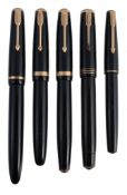 Parker, Duofold, a black fountain pen, with an engraved cap band  Parker, Duofold, a black