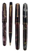 Parker, Vacumatic, a marbled burgundy pearl fountain pen, the nib stamped 4  Parker, Vacumatic, a