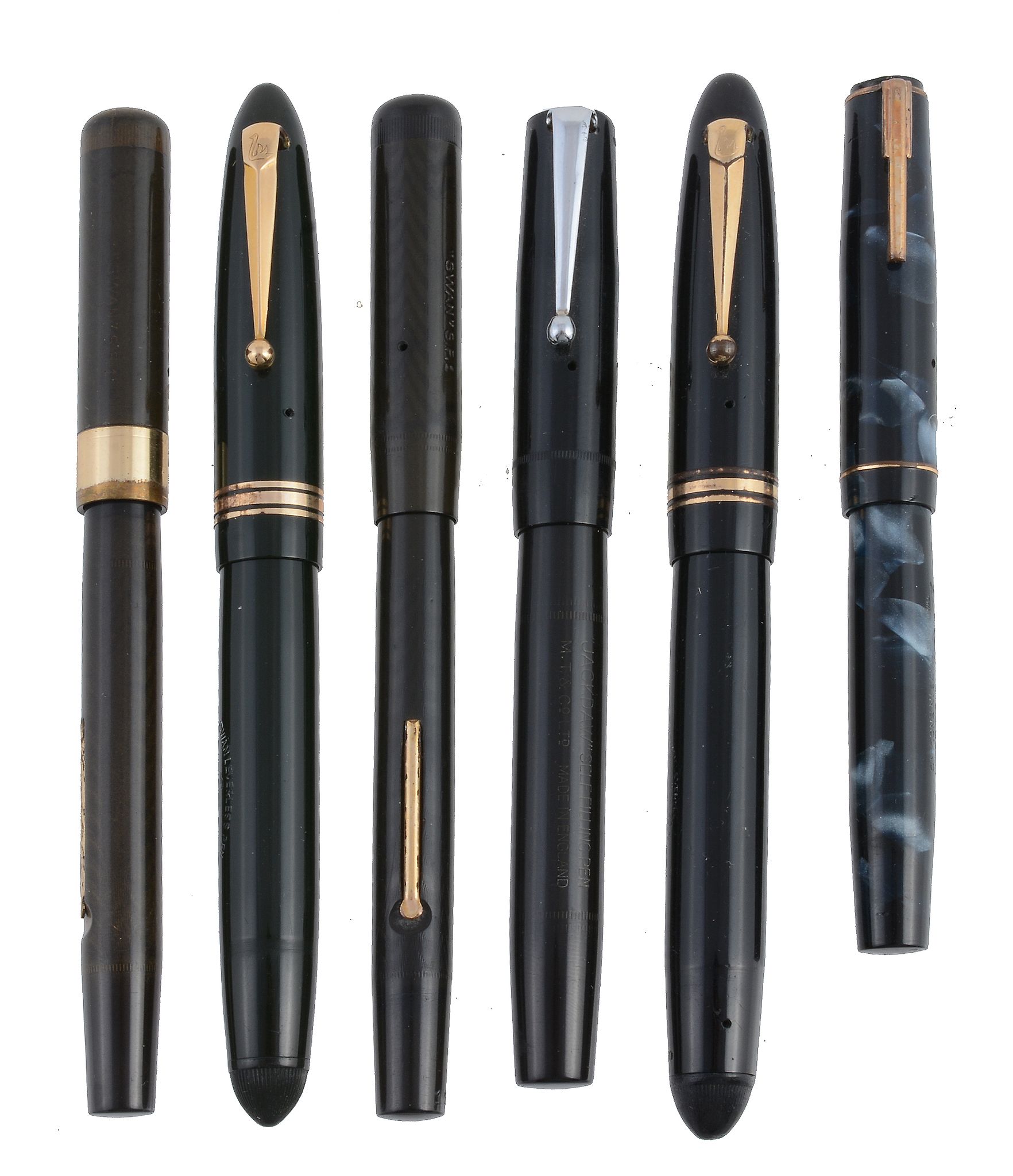 Six vintage fountain pens, including: Mabie Todd & Co  Six vintage fountain pens,   including: Mabie