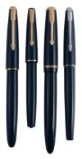 Parker, New Duofold, a blue fountain pen, with engraved cap band  Parker, New Duofold, a blue